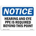 Signmission OSHA Sign, Hearing & Eye PPE Is Required Beyond This Point, 10in X 7in Alum, 10" W, 7" H, Landscape OS-NS-A-710-L-13351
